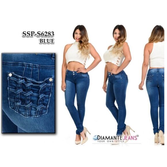 WAIST 28 INCHES SIZE 7 SKINNY JEANS STRETCH PUSH UP DENIM BLUE 7-6 S6283 SZ7 - Picture 1 of 7